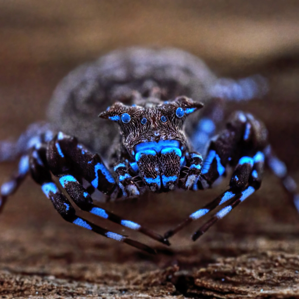 La araña fluorescente encontrada en Angola podría pertenecer a una especie nueva.webp